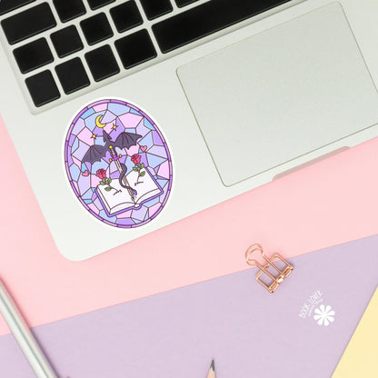 Fantasy Stained Glass Stickers / Bookish Stickers / Book Lover Gift / Bookish Merch / Kindle Sticker / Fantasy Reader / Reading Lover