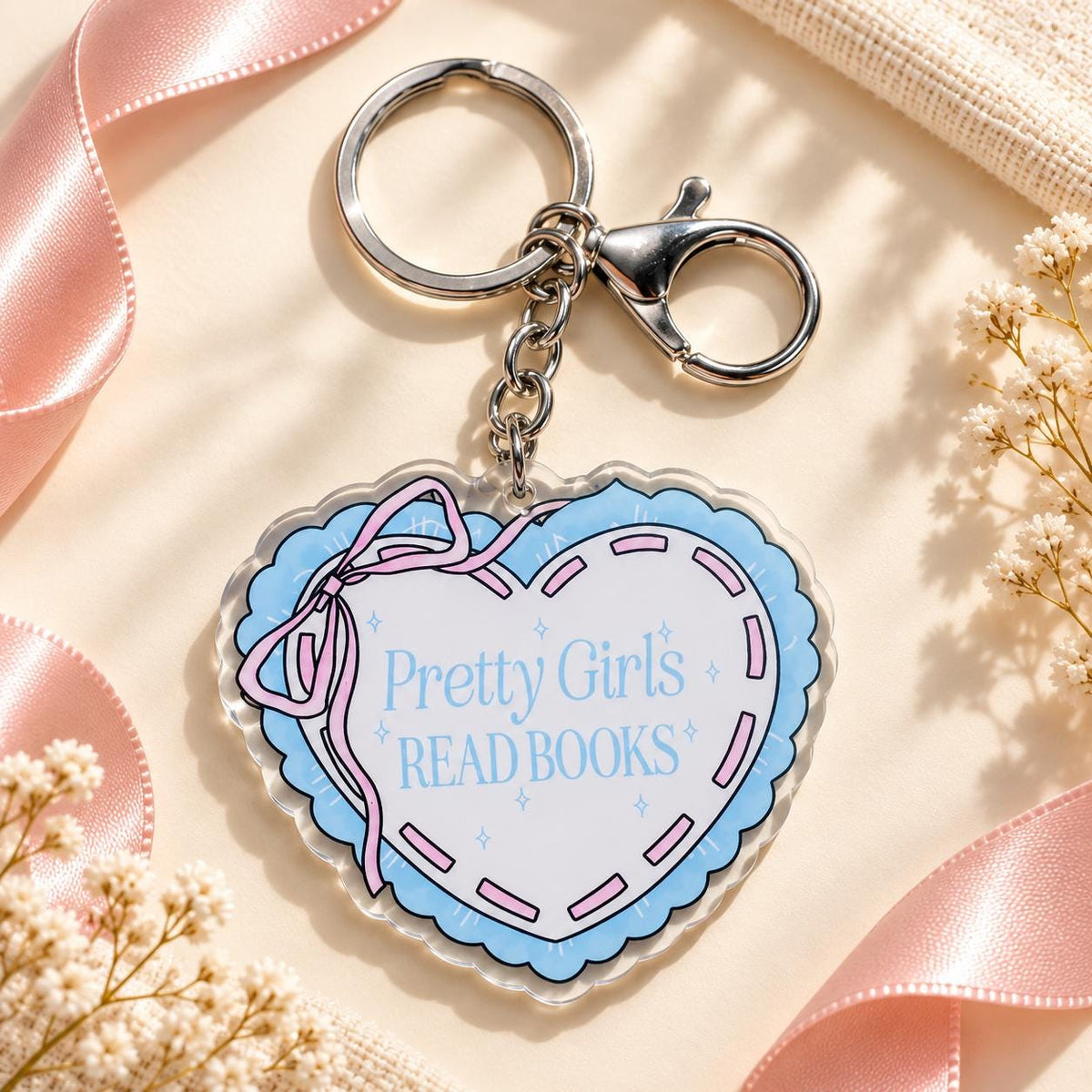 Pretty Girls Read Books acrylic keychain, bookish bag charm