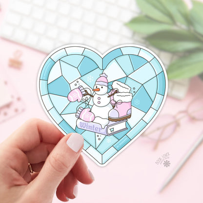 Winter Stained Glass Heart Stickers / Bookish Stickers / Book Lover Gift / Bookish Merch / Kindle Sticker / Smut Reader / Reading Lover