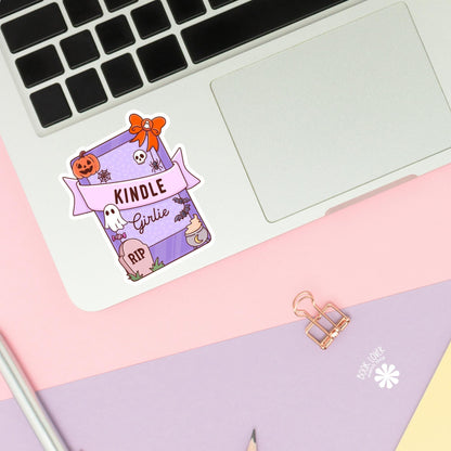Halloween Kindle Girlie Stickers / Bookish Stickers / Book Lover Gift / Bookish Merch / Kindle Sticker / Reading Lover / E-Reader
