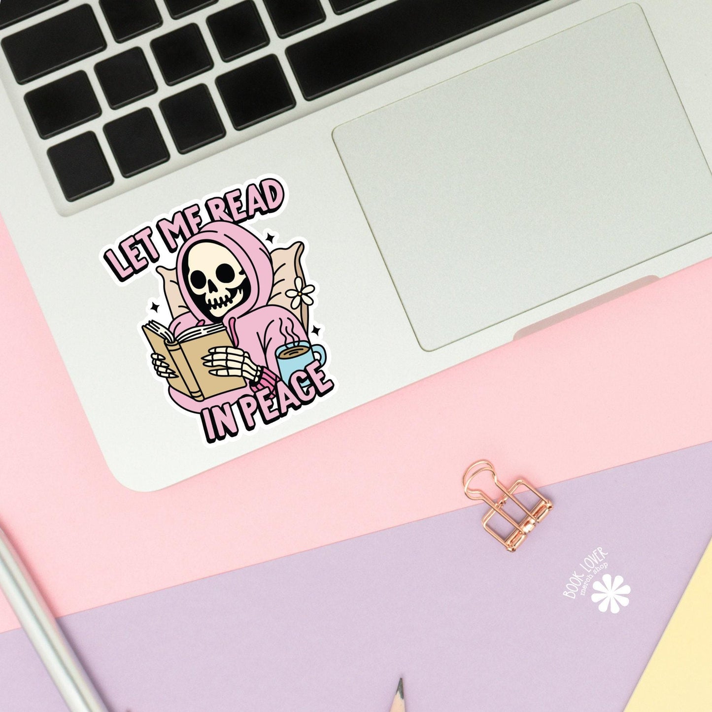 Let Me Read In Peace Skull Stickers / Bookish Stickers / Book Lover Gift / Bookish Merch / Kindle Sticker / Smut Reader / Reading Lover