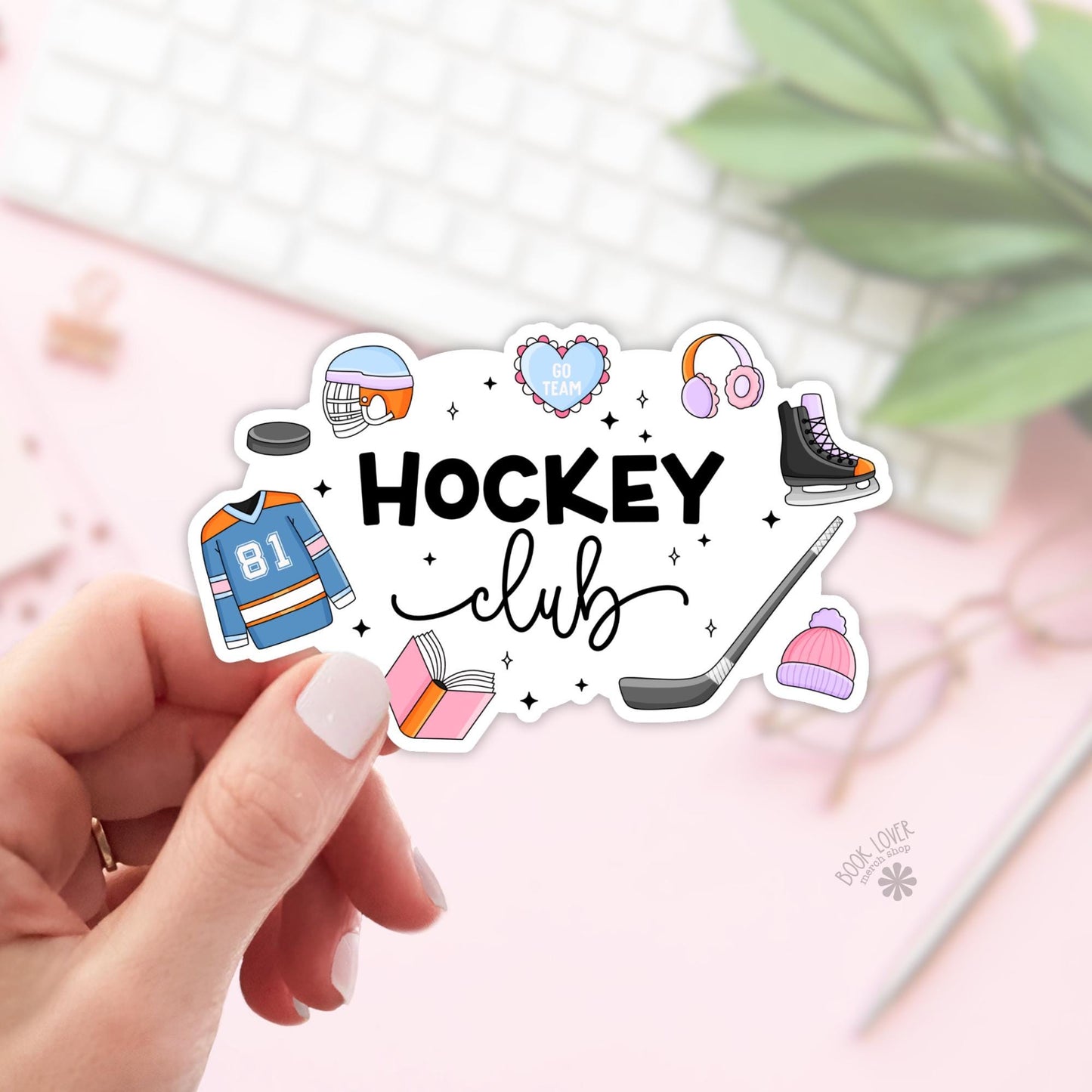 Hockey Club Stickers / Bookish Stickers / Book Lover Gift / Bookish Merch / Kindle Sticker / Romance Reader / Reading Lover / E-Reader