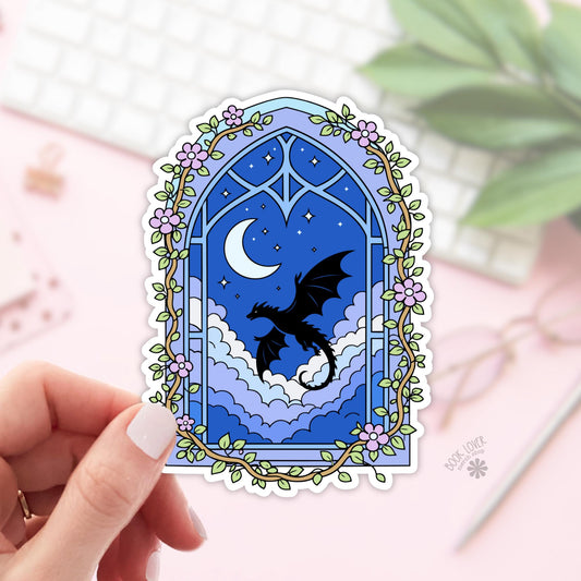 Dragon Window Stickers / Bookish Stickers / Book Lover Gift / Bookish Merch / Kindle Sticker / Fantasy Reader / Reading Lover / E-Reader