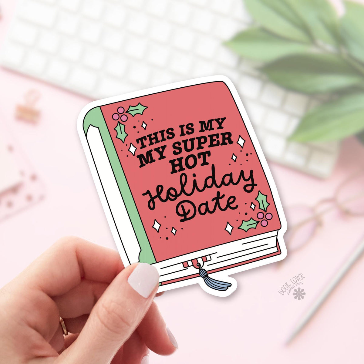 Red Book bookish sticker, vinyl die cut, book lover gift
