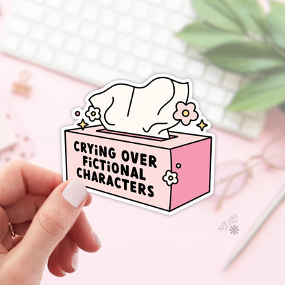 Crying Over Fictional Characters Stickers / Bookish Stickers / Book Lover Gift / Bookish Merch / Kindle Sticker / Smut Reader