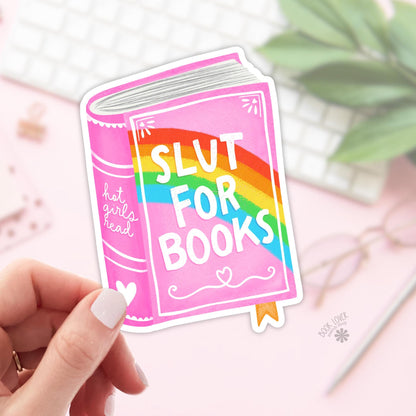 Slut For Books Stickers / Bookish Stickers / Book Lover Gift / Bookish Merch / Kindle Sticker / Smut Reader / Reading Lover / E-Reader