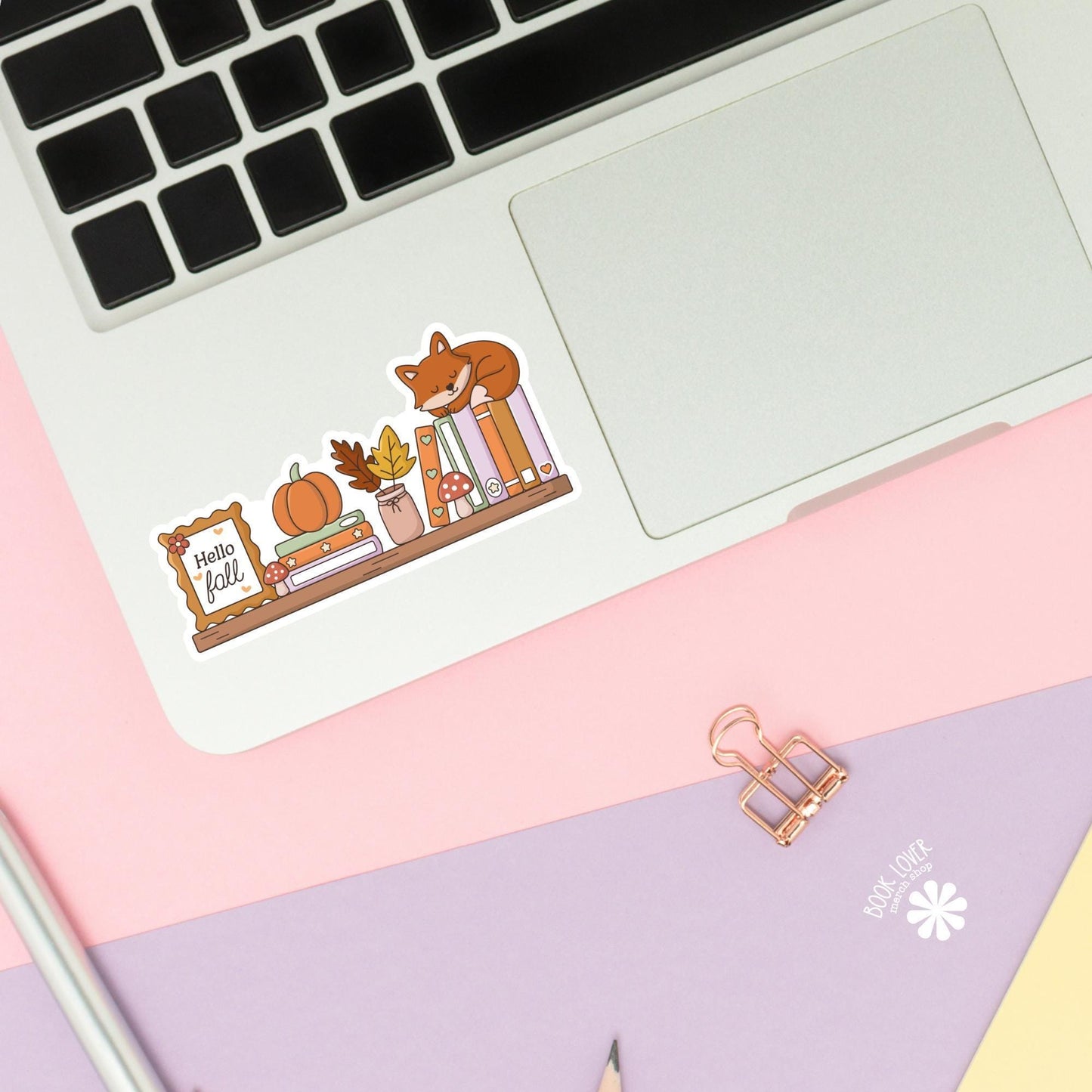 Hello Fall Bookshelf Stickers / Cozy Autumn Bookish Stickers / Book Lover Gift / Bookish Merch / Kindle Reading Lover / Cute Fox