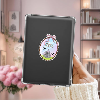 Adventure Start Here Stickers / Bookish Stickers / Book Lover Gift / Bookish Merch / Kindle Sticker / Fantasy Reader / Reading Lover