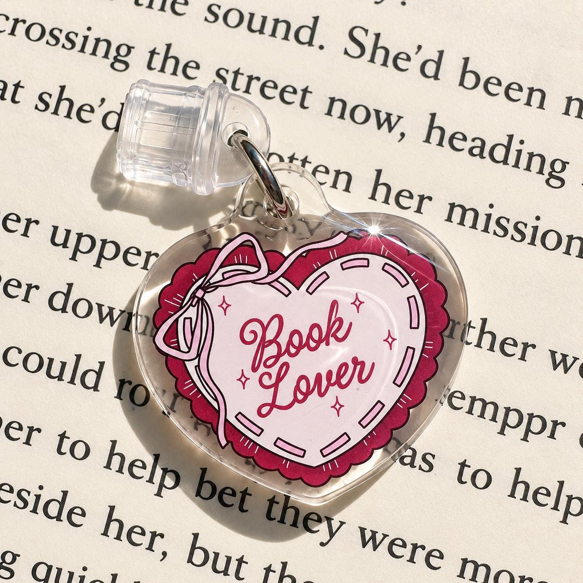 Coquette Bow Heart USB C dust plug, Kindle charm, view 2
