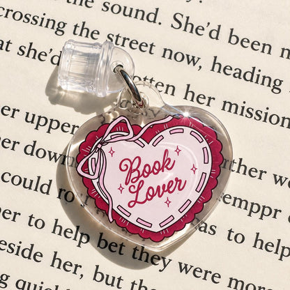 Coquette Bow Heart USB C dust plug, Kindle charm, view 2