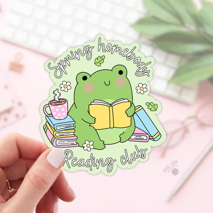 Spring Homebody Reading Club Stickers / Bookish Frog Stickers / Book Lover Gift / Bookish Merch / Kindle Sticker / Reading Lover / E-Reader