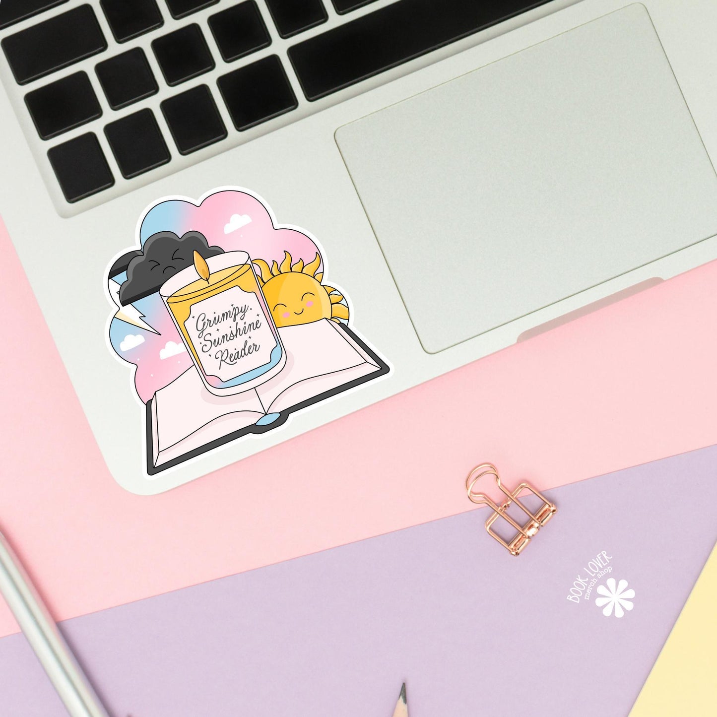 Grumpy Sunshine Reader Stickers / Bookish Stickers / Book Lover Gift / Bookish Merch / Kindle Sticker / Reading Lover / E-Reader