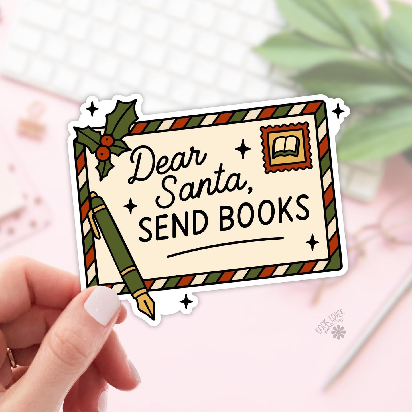 Dear Santa Send Books Stickers / Bookish Stickers / Book Lover Gift / Bookish Merch / Kindle Sticker/ Reading Lover / E-Reader
