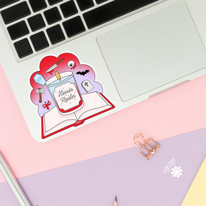 Horror Reader Book Stickers / Bookish Stickers / Book Lover Gift / Bookish Merch / Kindle Sticker / Halloween Reader / Reading Lover