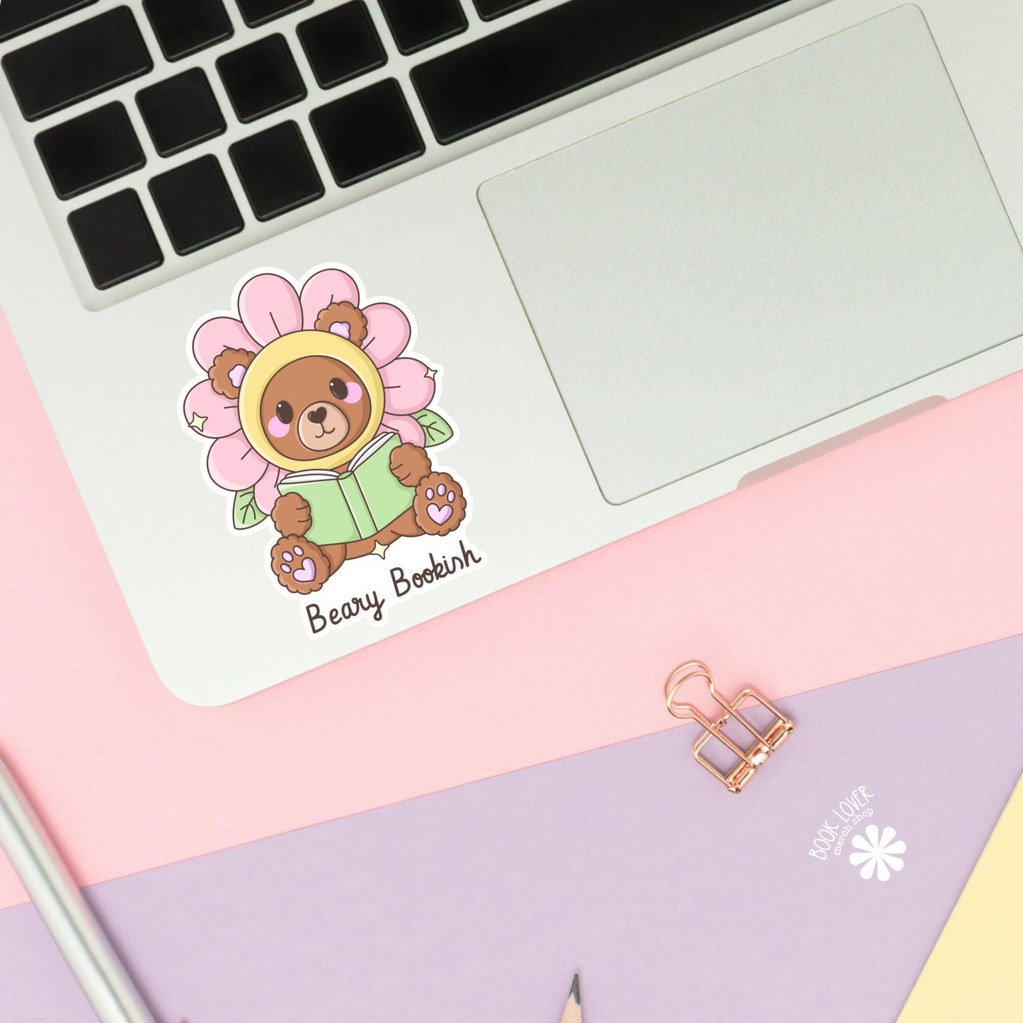 Spring Bookish Reading Bear Stickers / Bookish Stickers / Book Lover Gift / Bookish Merch / Kindle Sticker / Reading Lover / E-Reader