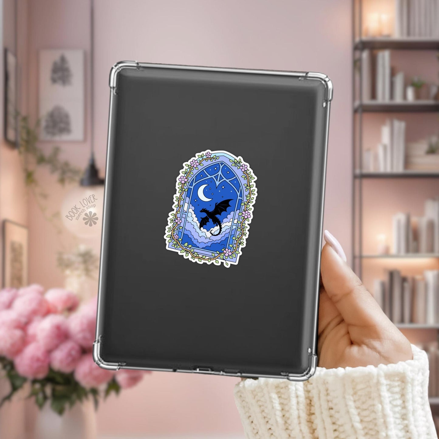 Dragon Window Stickers / Bookish Stickers / Book Lover Gift / Bookish Merch / Kindle Sticker / Fantasy Reader / Reading Lover / E-Reader