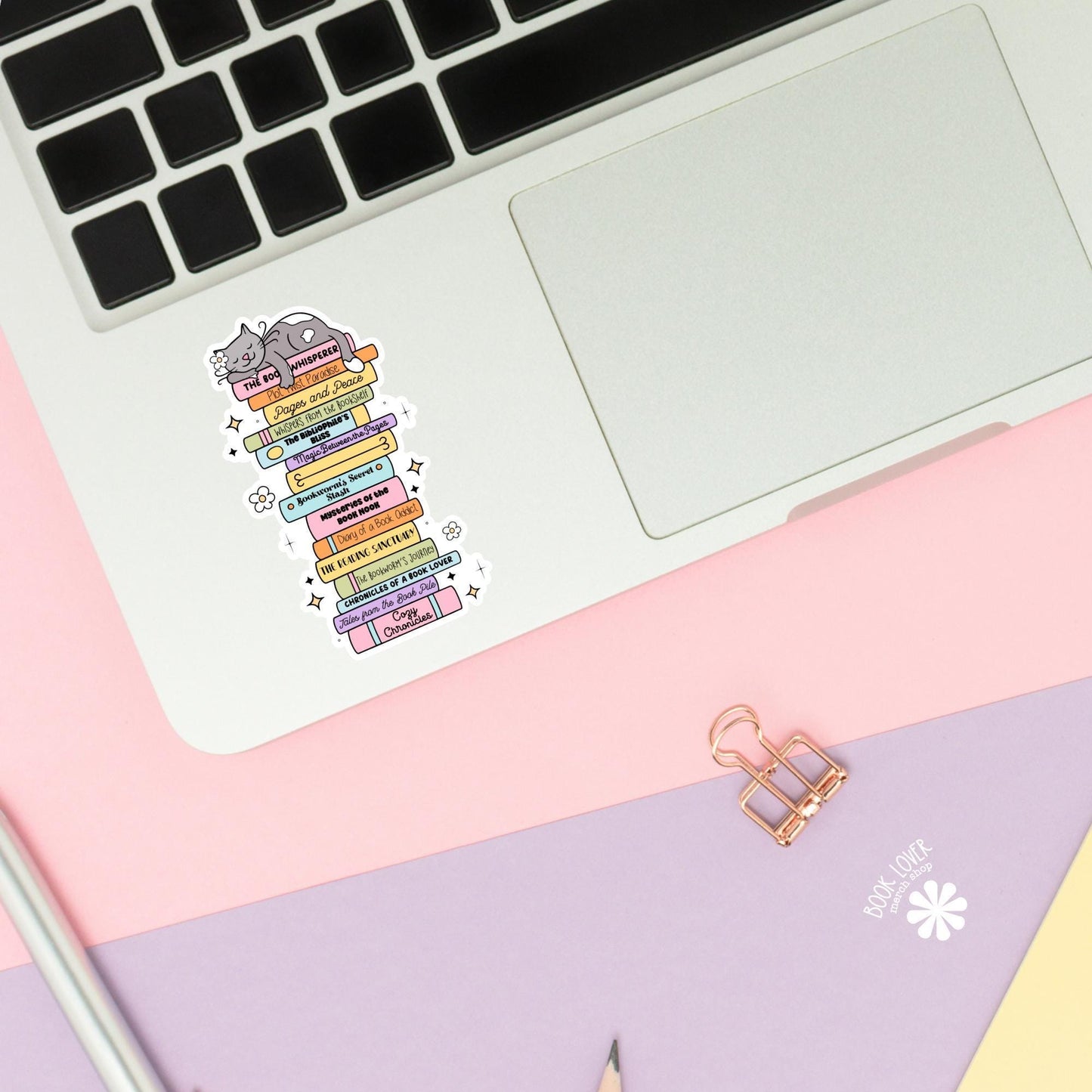 Cat On Stack Of Books Stickers / Bookish Stickers / Book Lover Gift / Bookish Merch / Kindle Sticker / Smut Reader / Reading Lover
