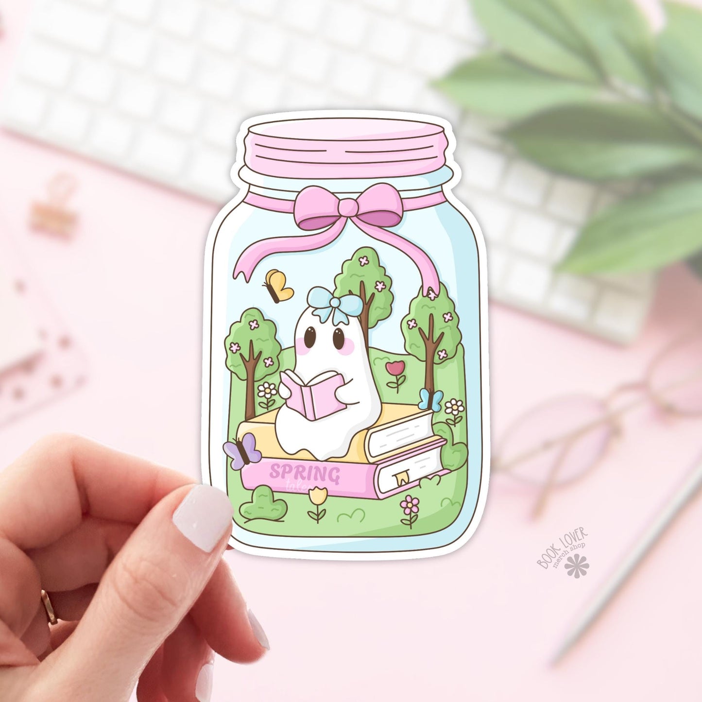 Bookish Spring Tales Jar Stickers / Bookish Stickers / Book Lover Gift / Bookish Merch / Kindle Sticker / Reading Lover / E-Reader