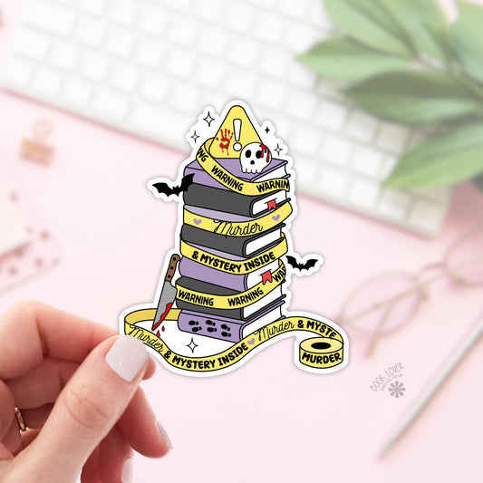 Warning May Contain Murder Stickers / Bookish Stickers / Book Lover Gift / Bookish Merch / Kindle Sticker / Thriller Reader / Reading Lover