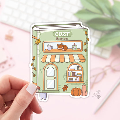 Cozy Bookstore Stickers / Fall Bookish Stickers / Book Lover Gift / Autumn Bookish Merch / Kindle Sticker / Reading Lover / E-Reader