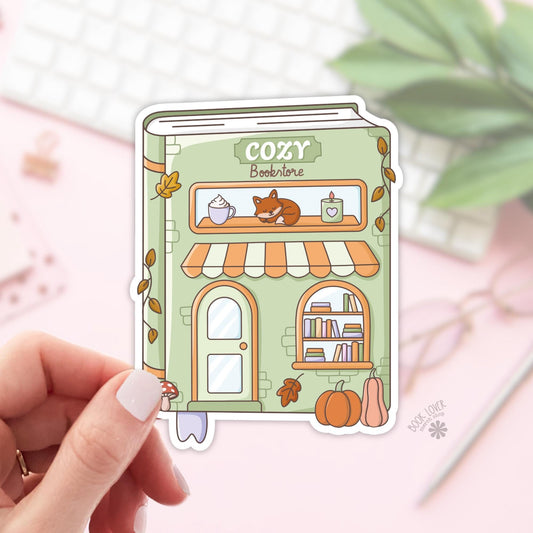 Cozy Bookstore Stickers / Fall Bookish Stickers / Book Lover Gift / Autumn Bookish Merch / Kindle Sticker / Reading Lover / E-Reader