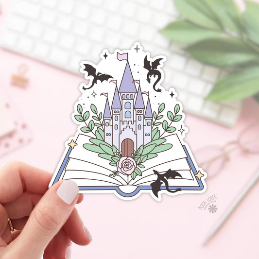 Open Book Dragons Fantasy Stickers / Bookish Stickers / Book Lover Gift / Bookish Merch / Kindle Sticker / Fantasy Reader / Reading Lover