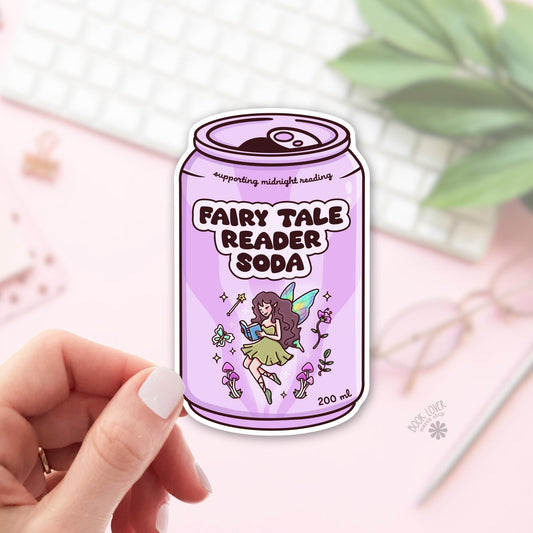 Fairy Tale Reader Soda Sticker / Fairycore Soda Can / Bookish Fairy / Fantasy Reader Gift / Kawaii Soda Sticker / Midnight Reading / Kindle