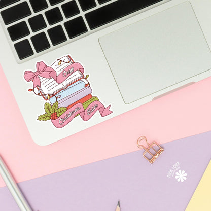 Cozy Christmas Tales Stickers / Bookish Christmas Stickers / Book Lover Gift / Bookish Merch / Kindle Sticker / Reading Lover