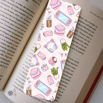 Cute Cozy Gamer Bookmark / Girlie Gamer Bookish Bookmark / Book Lover Gift / Bookish Merch / Girly Reader / Reading Lover