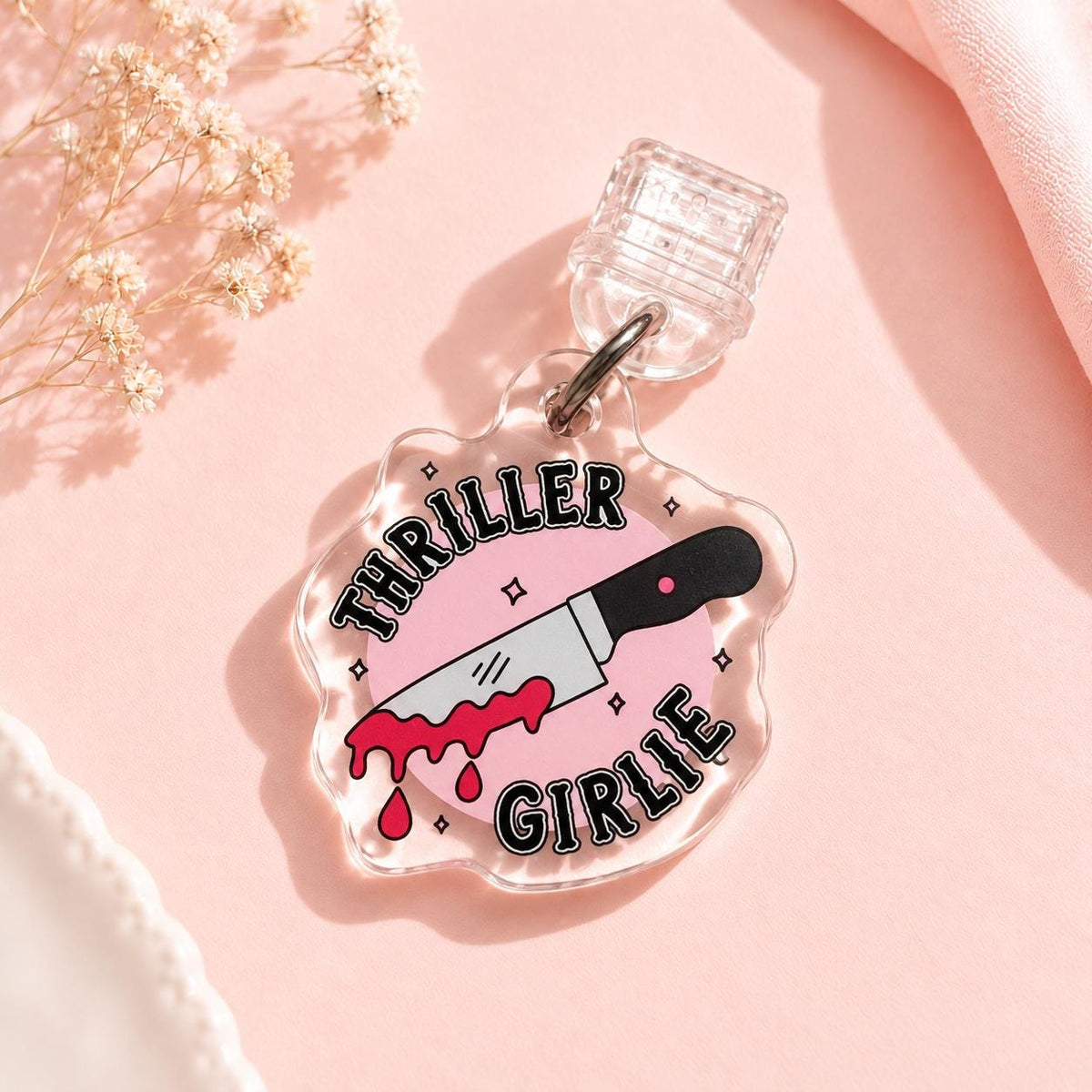 Thriller Girlie USB C dust plug, Kindle charm