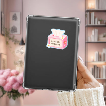 Ugly Cry Tissue Box Kindle sticker on desk, bookish decal