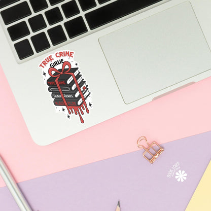 True Crime Girlie Stickers / Bookish Stickers / Book Lover Gift / Bookish Merch / Kindle Sticker / Thriller Reader / Reading Lover