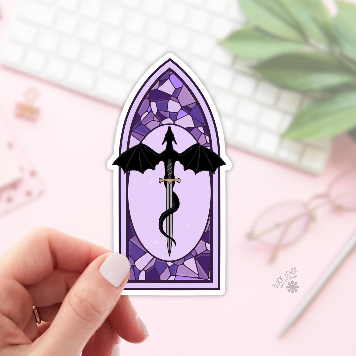 Fantasy Stained Glass Stickers / Bookish Stickers / Book Lover Gift / Bookish Merch / Kindle Sticker / Fantasy Reader / Reading Lover