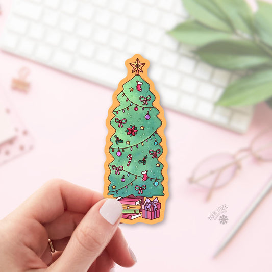 Evergreen Christmas Tree Art bookish sticker, vinyl die cut, christmas reader gift