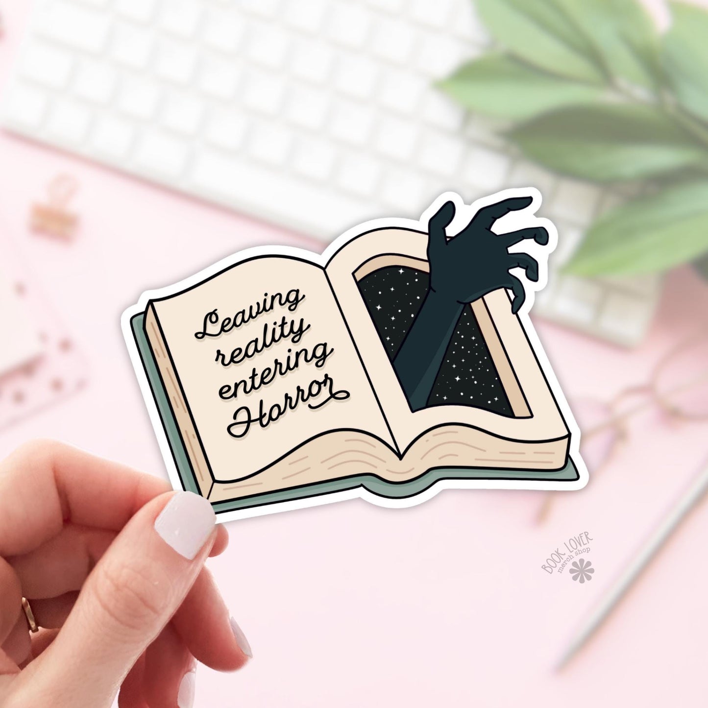 Leaving Reality Entering Horror Stickers / Bookish Stickers / Book Lover Gift / Bookish Merch / Kindle Sticker / Horror Reader