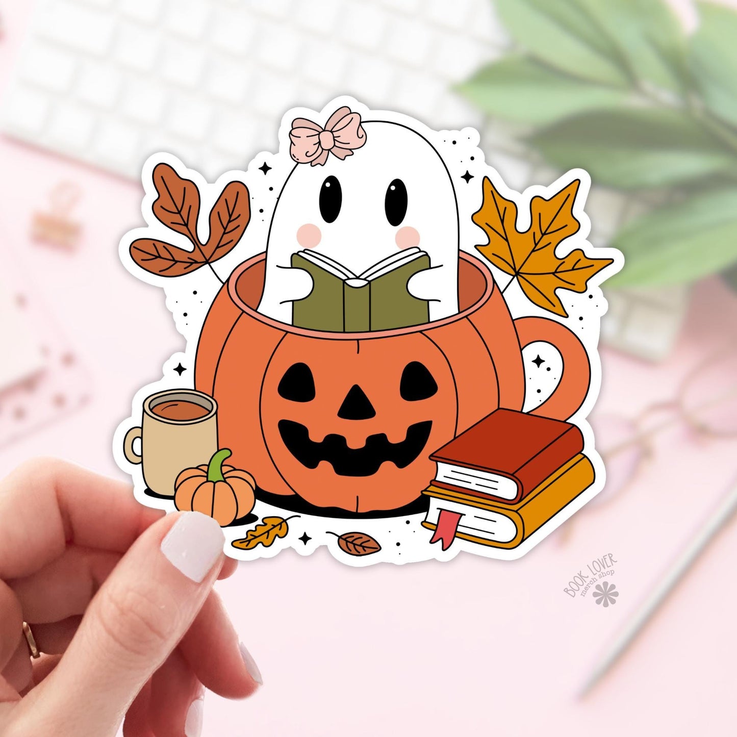 Cute Ghost Reading Stickers / Halloween Bookish Stickers / Book Lover Gift / Bookish Merch / Kindle Sticker / Reading Lover / E-Reader