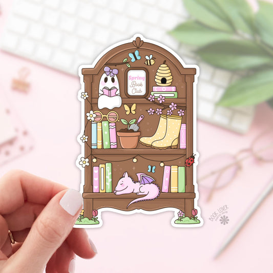 Spring Bookshelf Stickers / Bookish Stickers / Book Lover Gift / Bookish Merch / Kindle Sticker / Fantasy Reader / Reading Lover / E-Reader