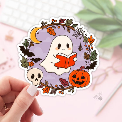 Ghost Reading Stickers / Halloween Bookish Stickers / Book Lover Gift / Bookish Merch / Kindle Sticker / Reading Lover / E-Reader