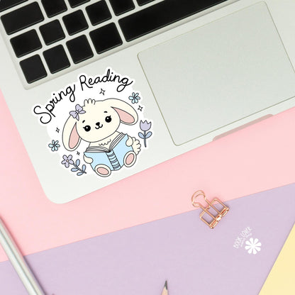 Spring Reading Stickers / Bookish Stickers / Book Lover Gift / Bookish Merch / Kindle Sticker / Easter Reader / Reading Lover / E-Reader
