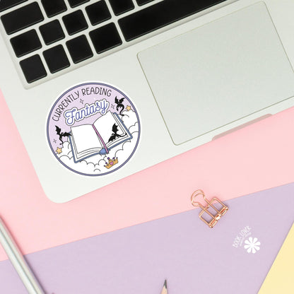 Currently Reading Fantasy Stickers / Bookish Stickers / Book Lover Gift / Bookish Merch / Kindle Sticker / Fantasy Reader / Reading Lover
