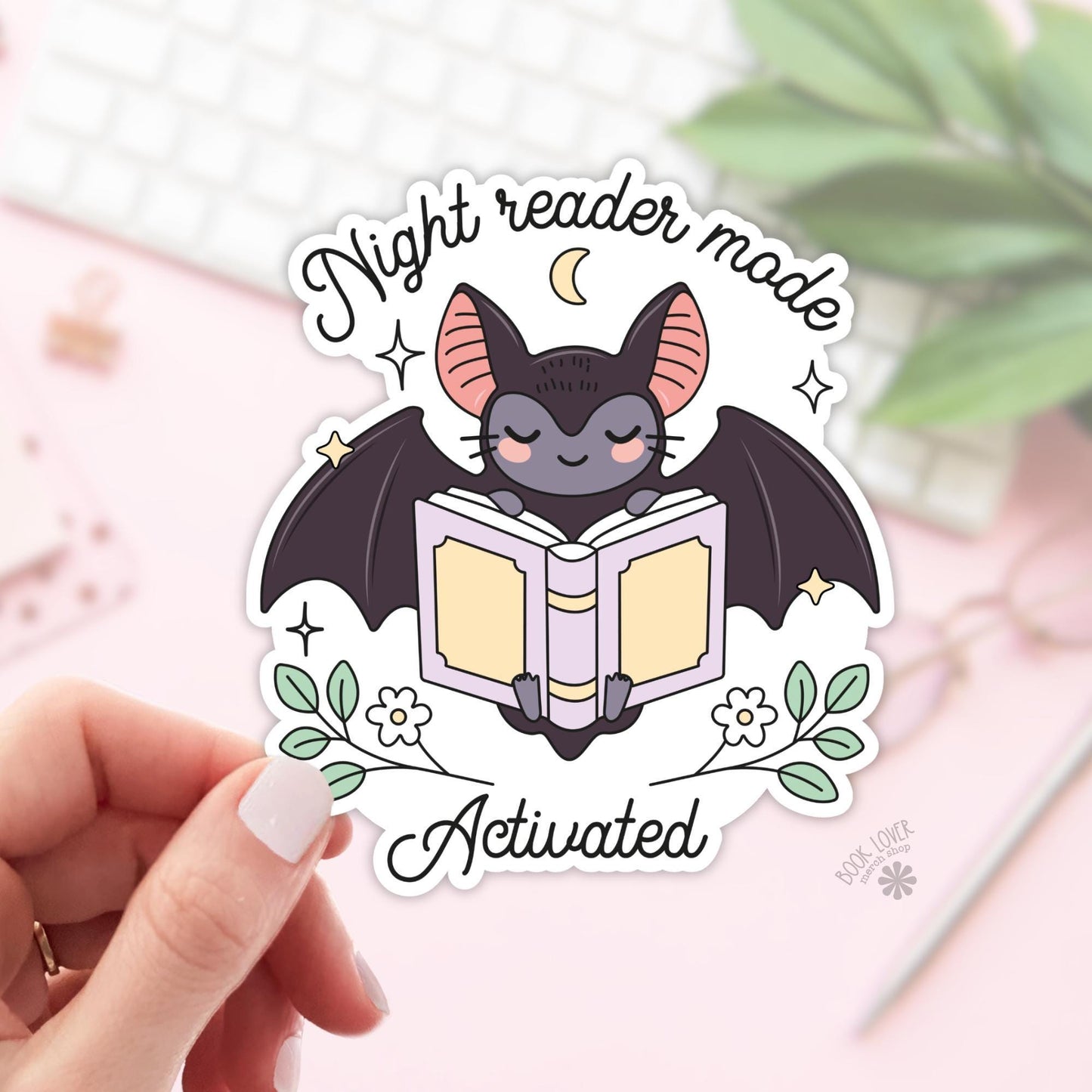 Night Reader Mode Activated Stickers / Bookish Stickers / Book Lover Gift / Bookish Merch / Kindle Sticker / Smut Reader / Reading Lover
