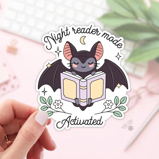Night Reader Mode Activated Stickers / Bookish Stickers / Book Lover Gift / Bookish Merch / Kindle Sticker / Smut Reader / Reading Lover