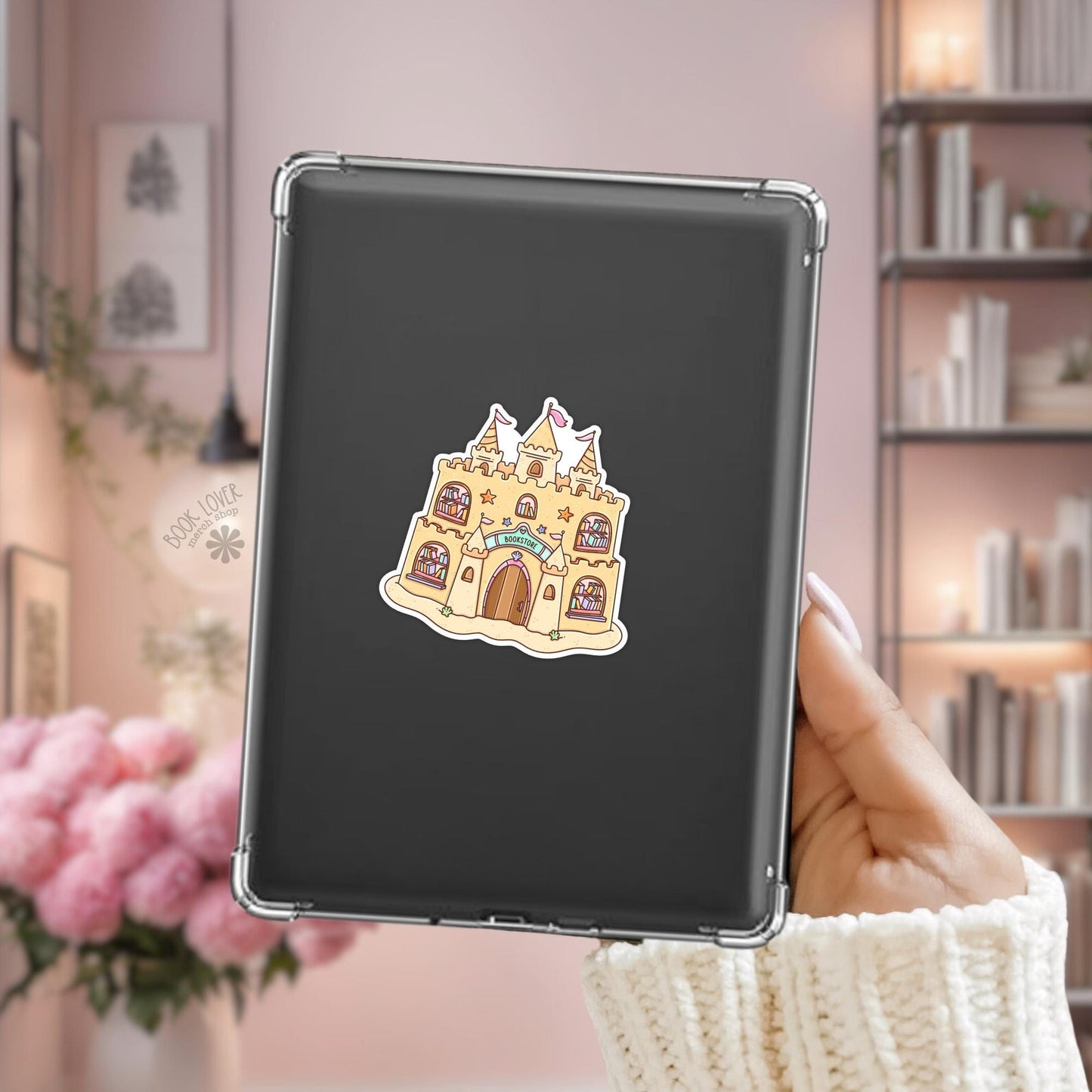 Sand Castle Bookstore Stickers / Bookish Stickers / Book Lover Gift / Bookish Merch / Kindle Sticker / Summer Beach Reading Lover