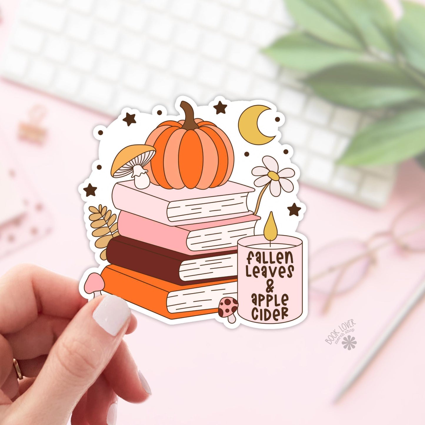 Autumn Books and Candle Stickers / Bookish Stickers / Book Lover Gift / Bookish Merch / Kindle Sticker / Smut Reader / Reading Lover