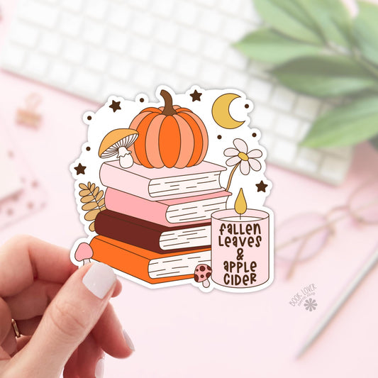 Autumn Books and Candle Stickers / Bookish Stickers / Book Lover Gift / Bookish Merch / Kindle Sticker / Smut Reader / Reading Lover