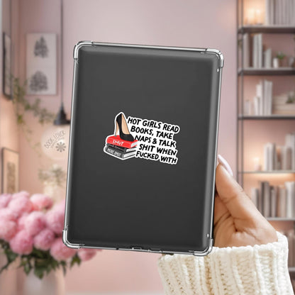 Hot Girls Read Books Stickers / Bookish Stickers / Book Lover Gift / Bookish Merch / Kindle Sticker / Smut Reader / Reading Lover / E-Reader