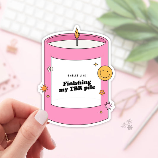 Smells Like Finishing My TBR Pile Stickers / Bookish Stickers / Book Lover Gift / Bookish Merch / Kindle Sticker / Smut Reader
