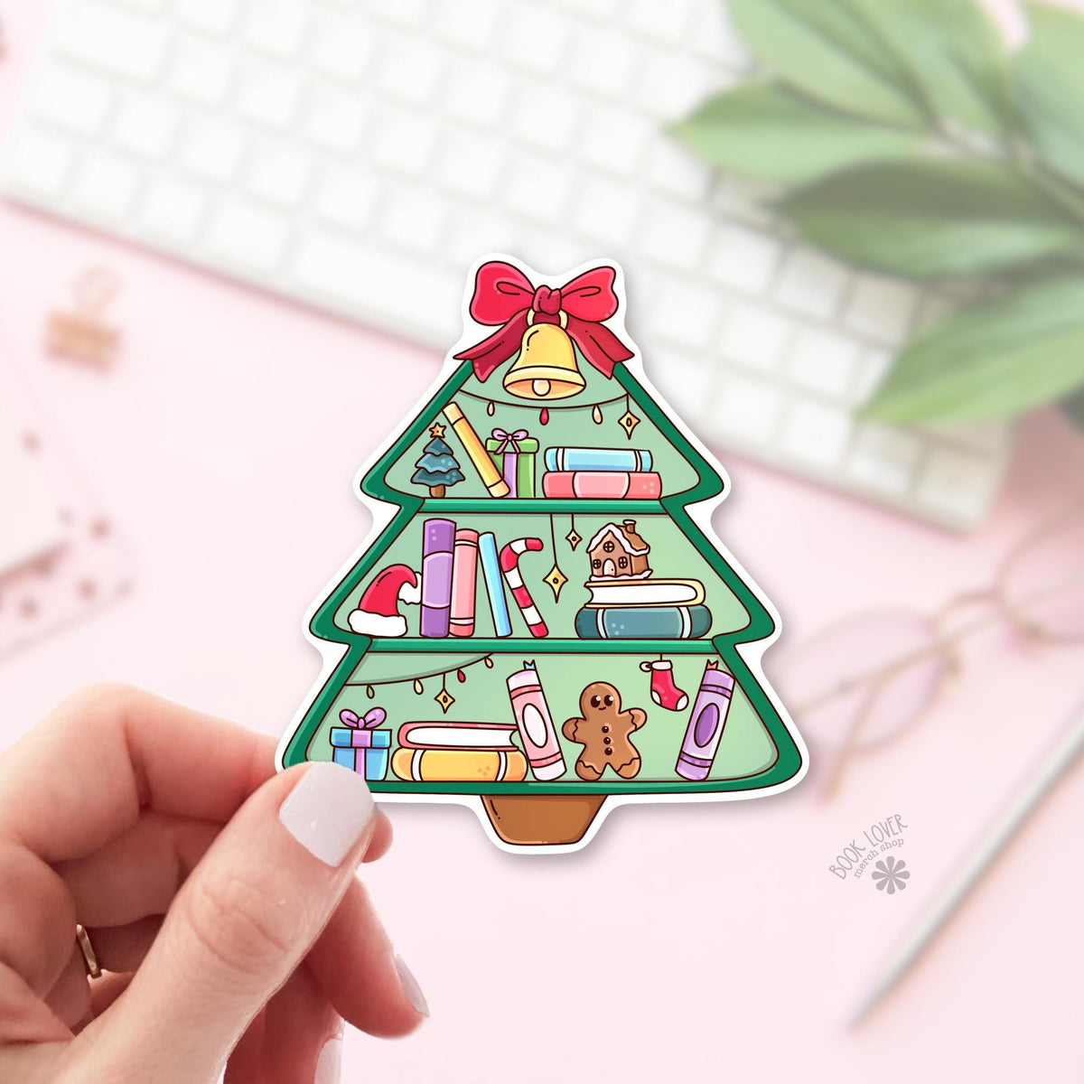 Tree Bookshelf bookish sticker, vinyl die cut, book lover gift