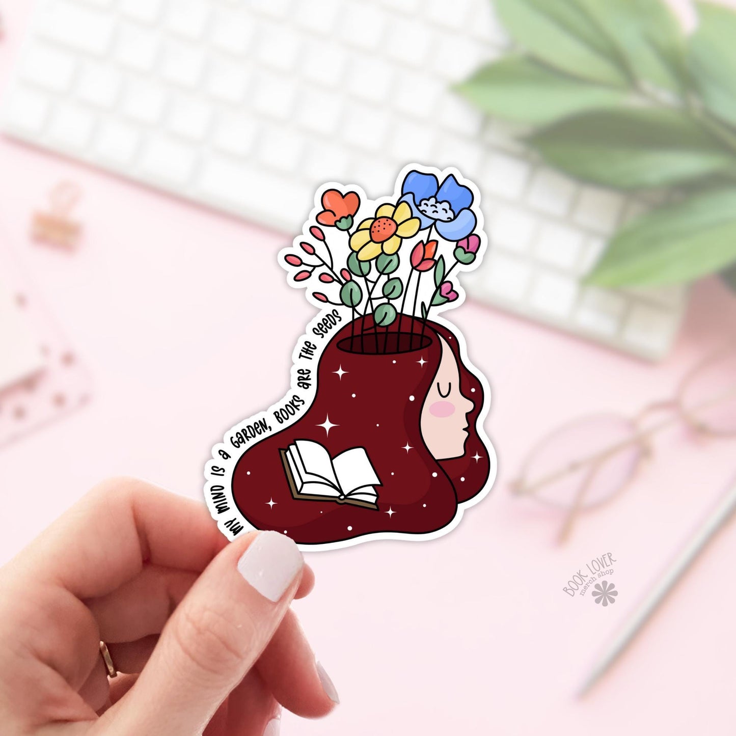 My Mind is A Garden, Books Are The Seeds Stickers / Bookish Stickers / Book Lover Gift / Bookish Merch / Kindle Sticker / Reading Lover