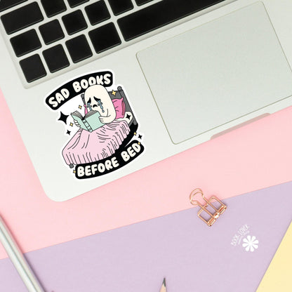 Sad Books Before Bed Stickers / Bookish Stickers / Book Lover Gift / Bookish Merch / Kindle Sticker / Smut Reader / Reading Lover / E-Reader